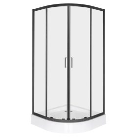 Aruba 90 fekete íves zuhanykabin Alan tálcával