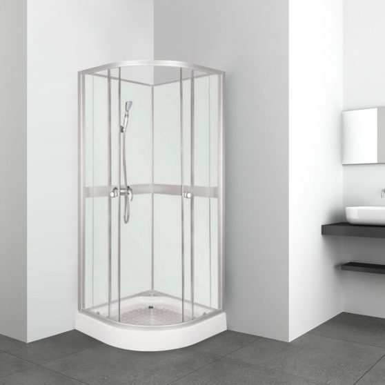 Classic 80x80 cm íves zuhanykabin fehér hátfallal zuhanytálcával