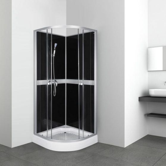 Classic 90x90 cm Black hátfalas zuhanykabin zuhanytálcával