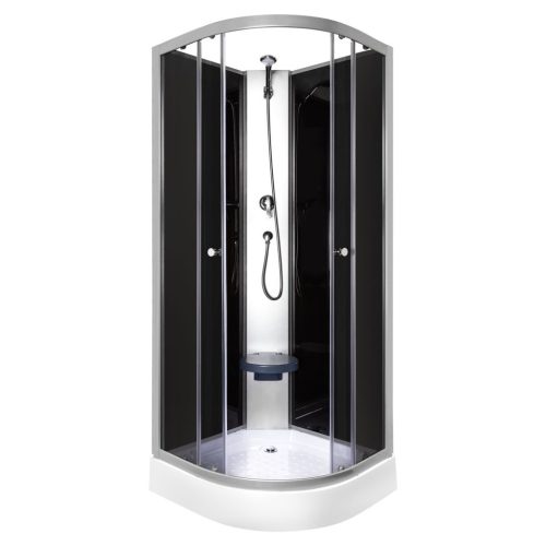 Evora Black 80 hátfalas zuhanykabin zuhanytálcával, 80x80x205 cm