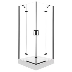 Flow Black 90 szögletes zuhanykabin zuhanytálcával