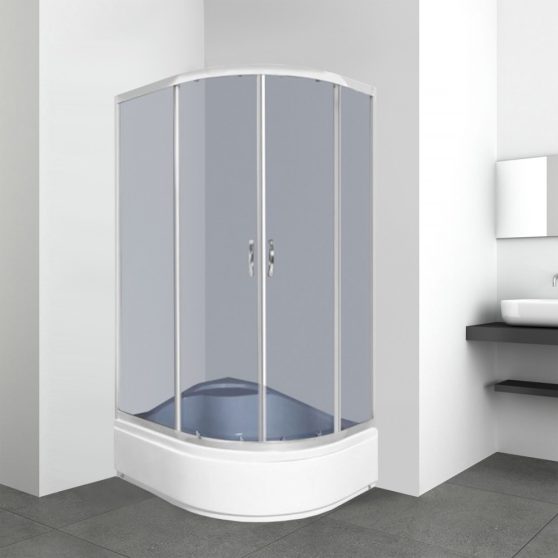 Katia 80x100 cm aszimmetrikus íves zuhanykabin zuhanytálcával