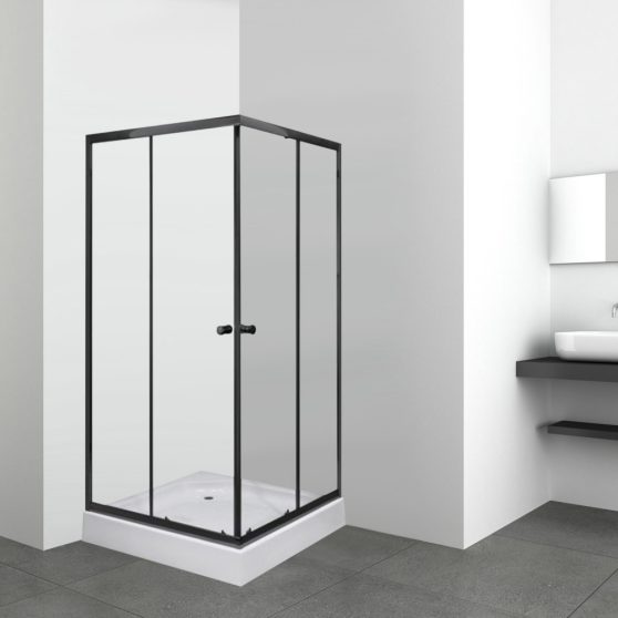 Olga SQ Black 80x80 cm szögletes zuhanykabin zuhanytálcával