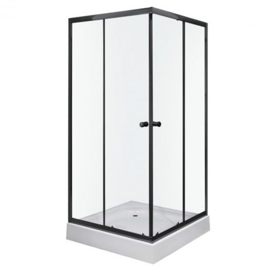 Olga SQ Black 90x90 cm szögletes zuhanykabin zuhanytálcával